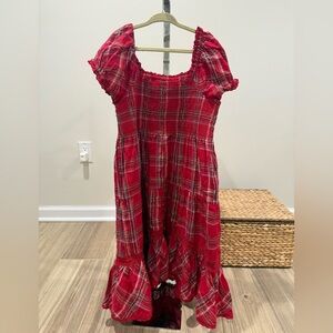 LoveShackFancy Red Plaid Kids Dress